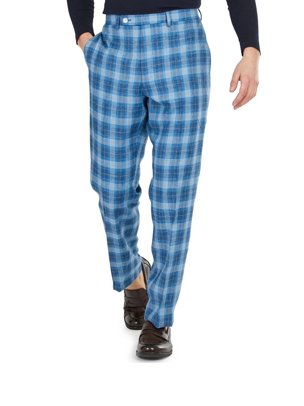 Lauren Ralph Lauren Men’s Blue Plaid Linen Blend Classic Fit Pants 30x30